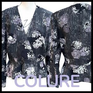 NWT Colure (Vancouver) Black/Purple/White Textured Peplum Blazer Jacket (16)